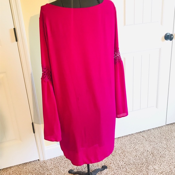 Fuschia Boho Dress/Tunic with Bell Sleeves - Picture 2 of 4